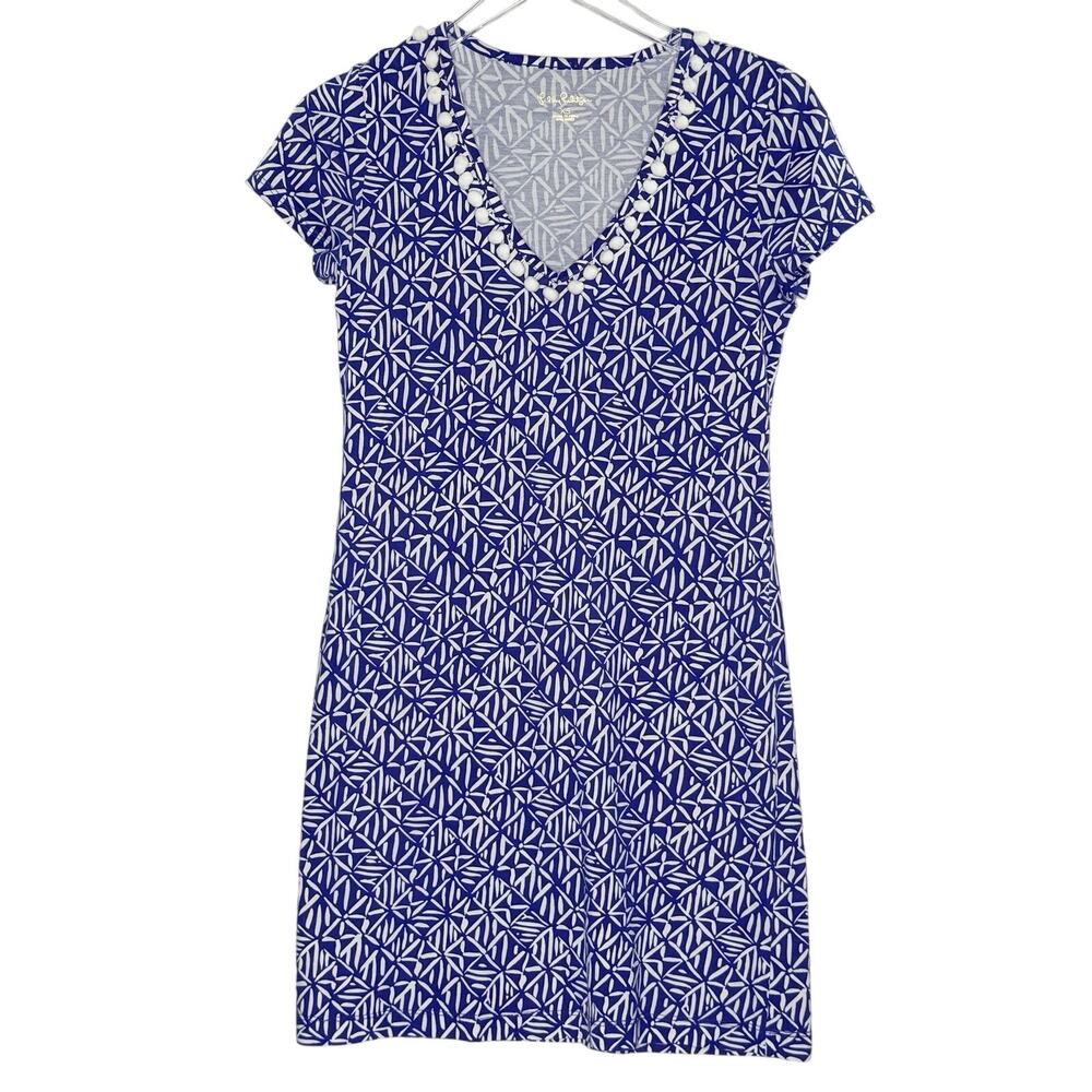 Lilly Pulitzer Etta Dress XS Corsica Blue Easy Peasy Short Sleeve Travel